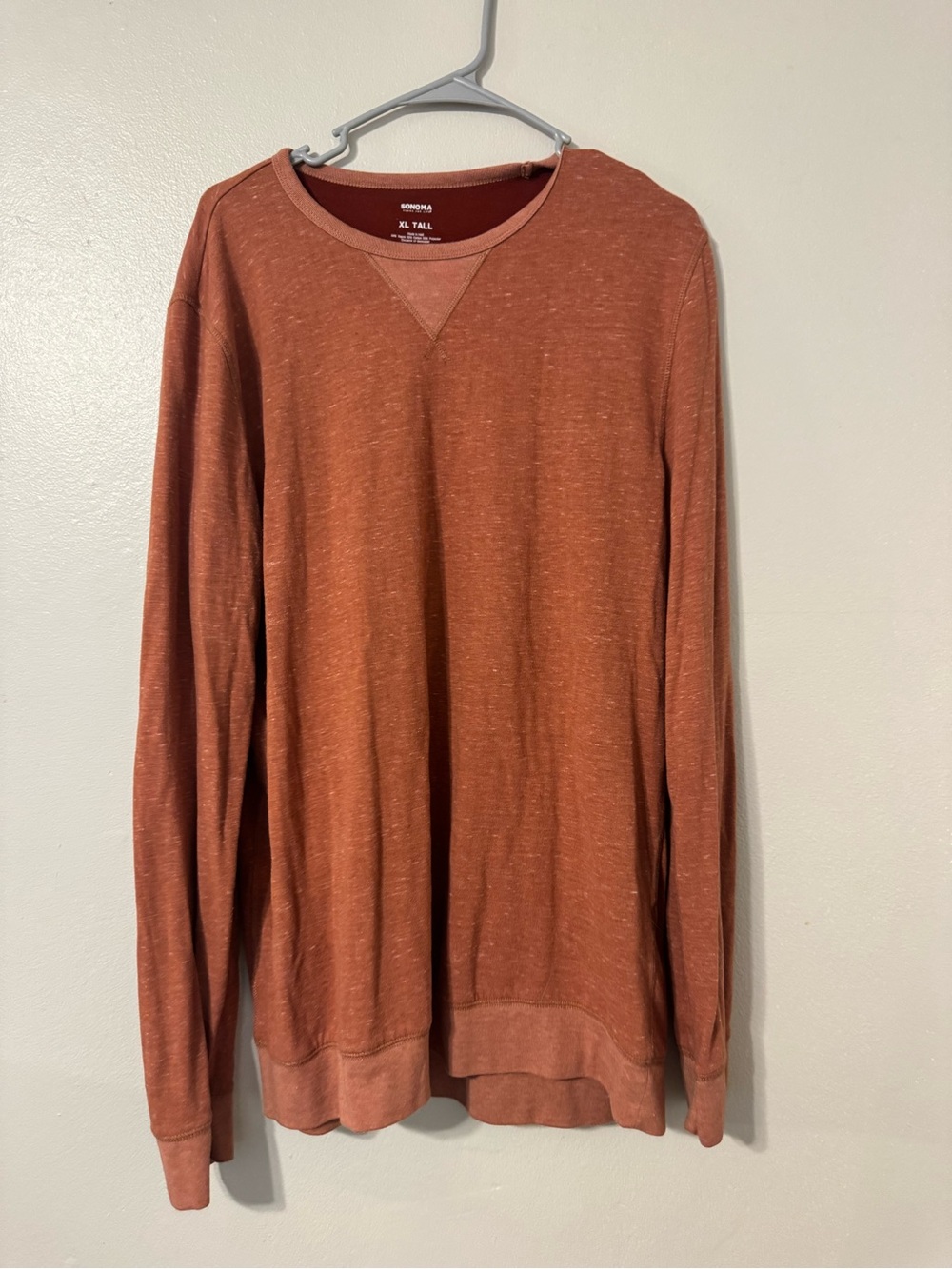 Sonoma Men's Rust Crewneck Sweater - XL Tall